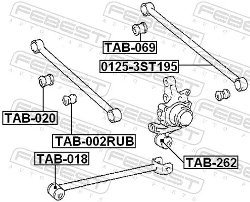 FEBEST Mounting, control/trailing arm (TAB-002RUB)