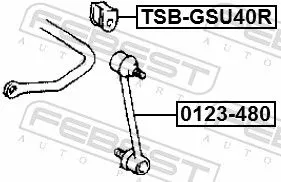 FEBEST Mounting, stabiliser bar (TSB-GSU40R)