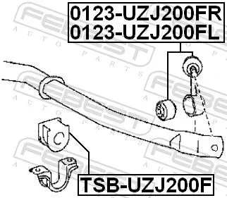 FEBEST Mounting, stabiliser bar (TSB-UZJ200F)