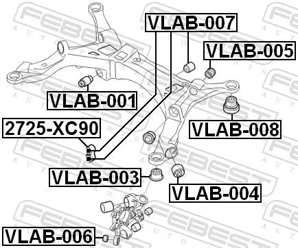 FEBEST Bushing, axle beam (VLAB-005)