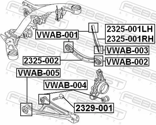 FEBEST Mounting, control/trailing arm (VWAB-001)