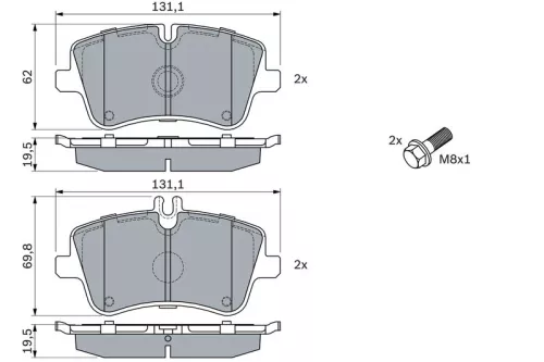 BOSCH Brake Pad Set, disc brake (0 986 424 517)