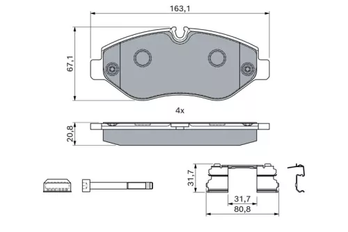 BOSCH Brake Pad Set, disc brake (0986494121)