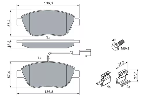BOSCH Brake Pad Set, disc brake (0986424596)