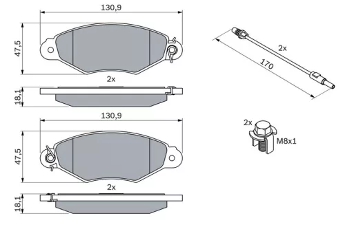 BOSCH Brake Pad Set, disc brake (0986424455)