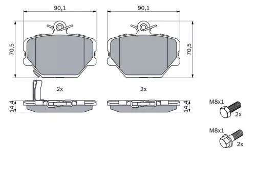 BOSCH Brake Pad Set, disc brake (0986424471)