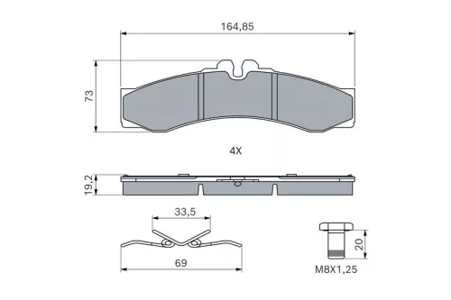 BOSCH Brake Pad Set, disc brake (0986424832)