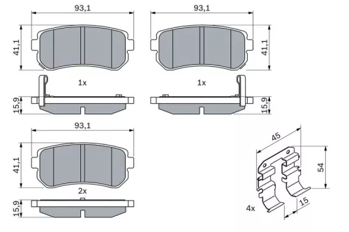 BOSCH Brake Pad Set, disc brake (0986494627)