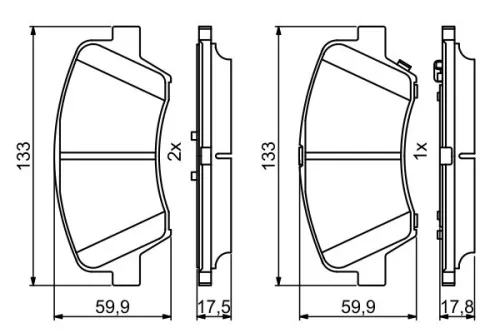 BOSCH Brake Pad Set, disc brake (0986494712)