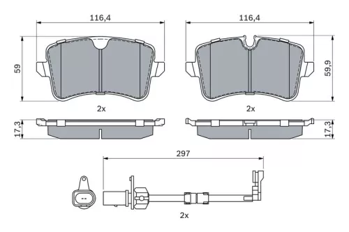 BOSCH Brake Pad Set, disc brake (0986494915)