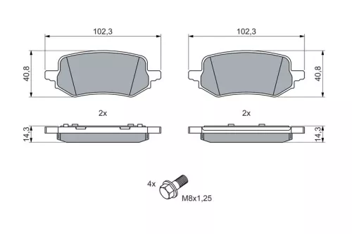 BOSCH Brake Pad Set, disc brake (0986460049)