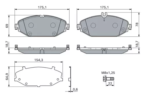 BOSCH Brake Pad Set, disc brake (0986460129)