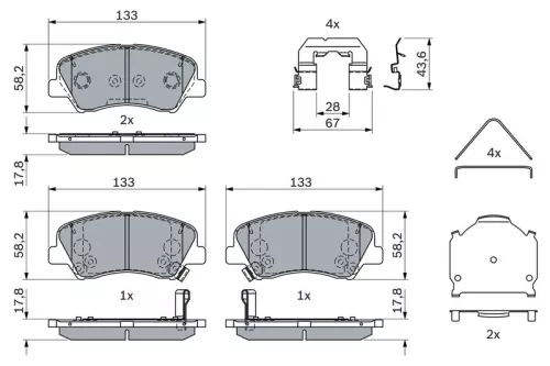 BOSCH Brake Pad Set, disc brake (0986424951)
