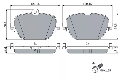 BOSCH Brake Pad Set, disc brake (0986424858)