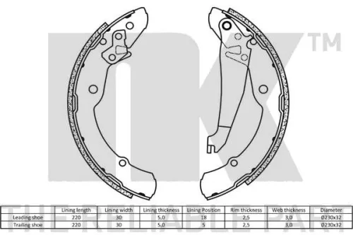 NK Brake Shoe Set (2743631)