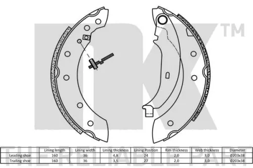 NK Brake Shoe Set (2799572)