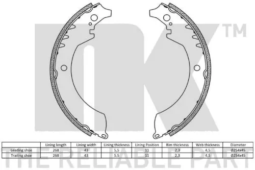 NK Brake Shoe Set (2751419)
