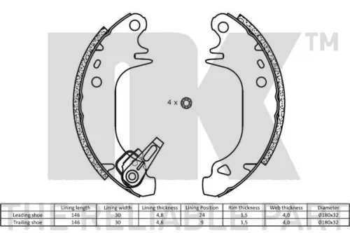 NK Brake Shoe Set (2799407)