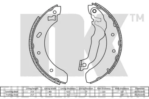 NK Brake Shoe Set (2725537)