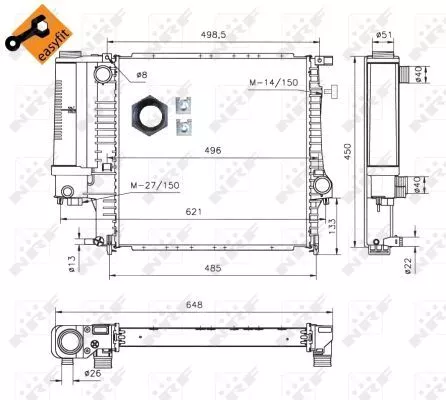 NRF Radiator, engine cooling (53849)