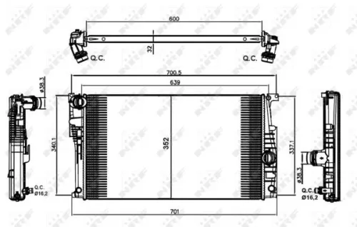 NRF Radiator, engine cooling (58413)