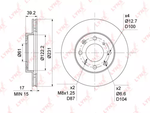 LYNXAUTO Brake disc, front (231x17) (BN-1046)