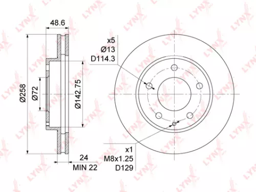 LYNXAUTO Brake disc, front (258x24) (BN-1068)