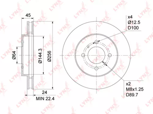 LYNXAUTO Brake disc, front (256x24) (BN-1089)