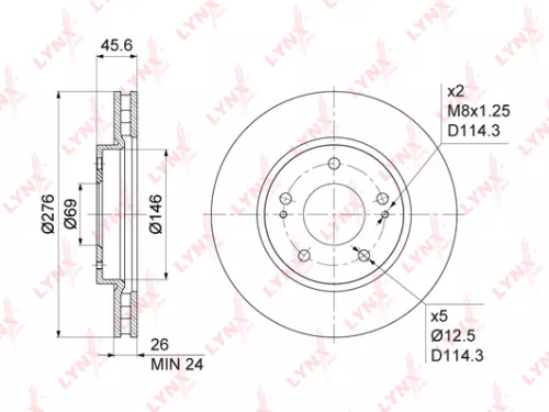 LYNXAUTO Brake disc, front (276x26) (BN-1091)