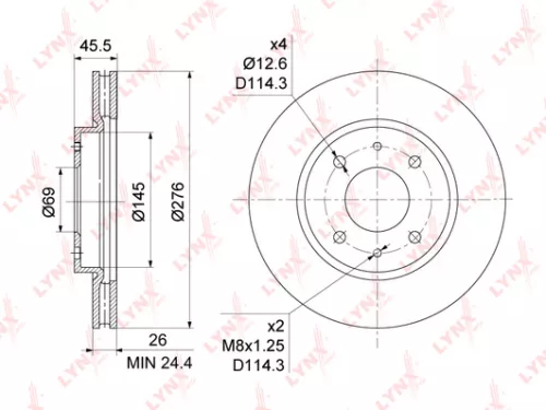 LYNXAUTO Brake disc, front (276x26) (BN-1092)