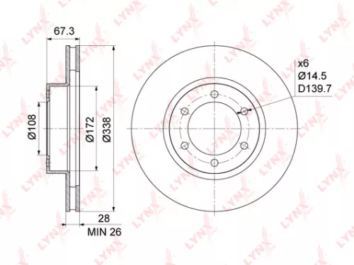 LYNXAUTO Brake disc, front (338x28) (BN-1158)