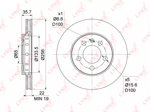 LYNXAUTO Brake disc, front (256x22) (BN-1199)