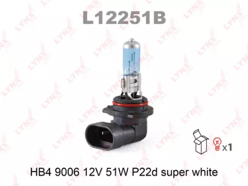 LYNXAUTO Halogen lamp (HB4 (9006) 12V 51W P22d SUPER WHITE) (L12251B)