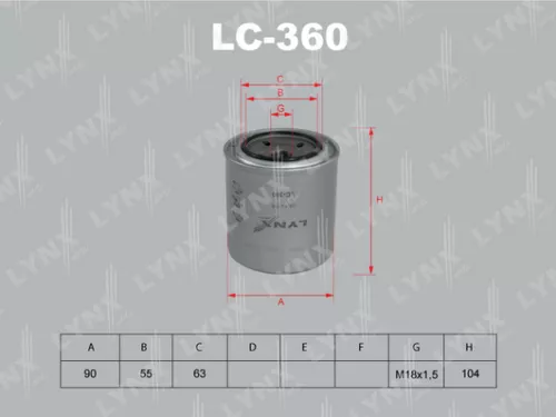 LYNXAUTO Oil filter (LC-360)