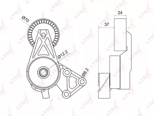 Belt tensioner, poly v-belt