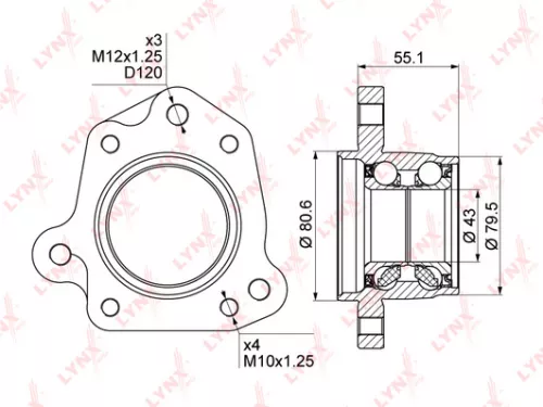 LYNXAUTO Wheel bearing, rear (WB-1010)