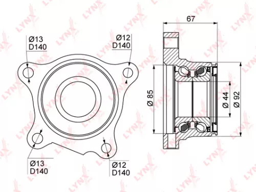 LYNXAUTO Wheel bearing, rear (WB-1029)